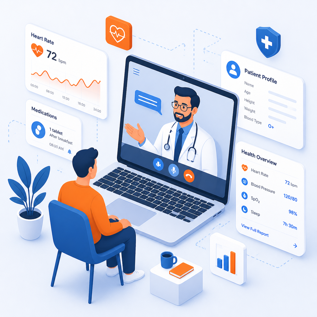 Telehealth consultation illustration