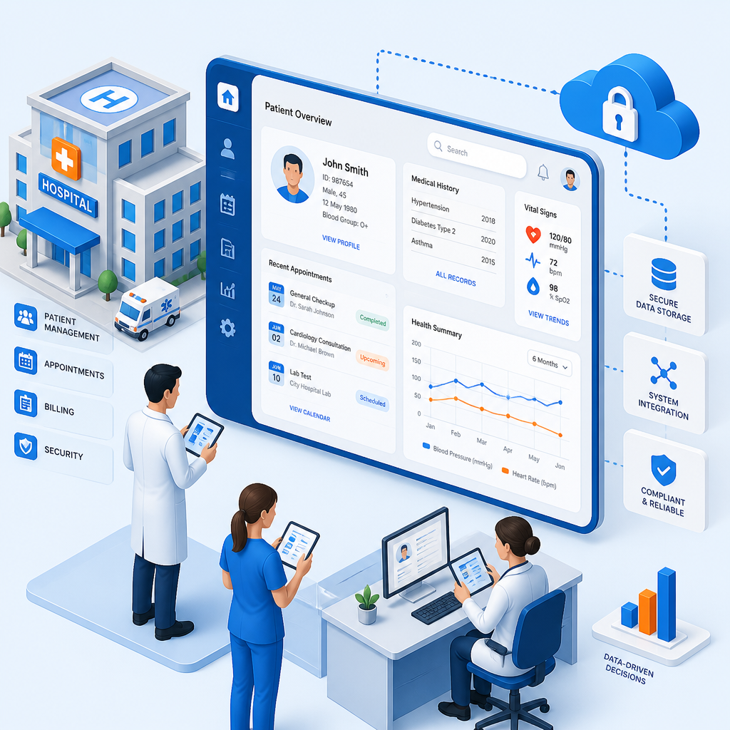 Secure hospital systems illustration